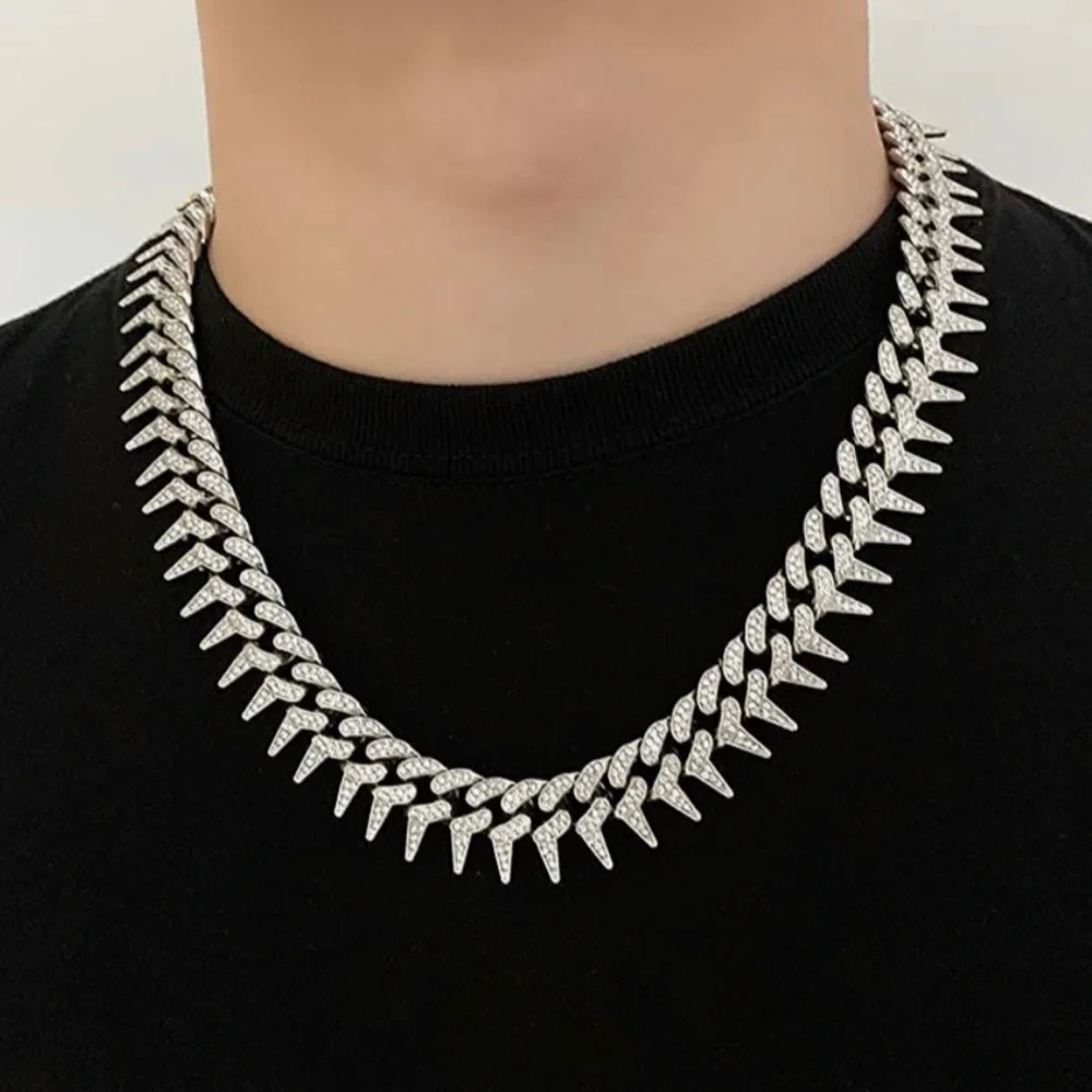 Custom made iced out Cuban link spikes hip hop chain limited stock BEST GIFT WOW - Picture 4 of 8